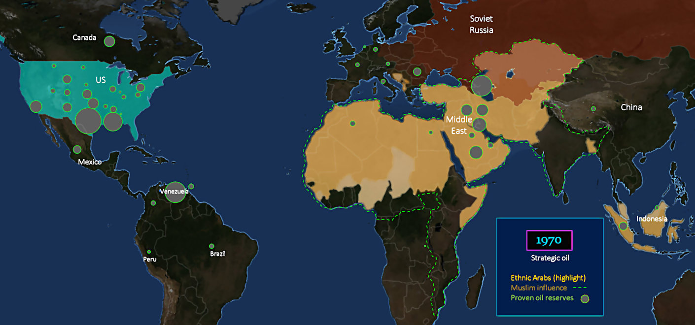 Arab domination of strategic oil, 1970 map